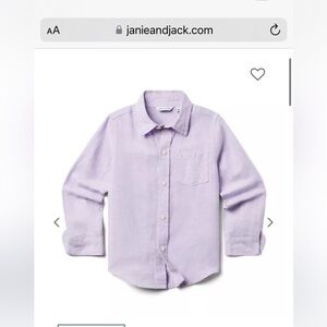 Janie and Jack boys toddler 18-24m linen cotton dress shirt purple orchid breeze